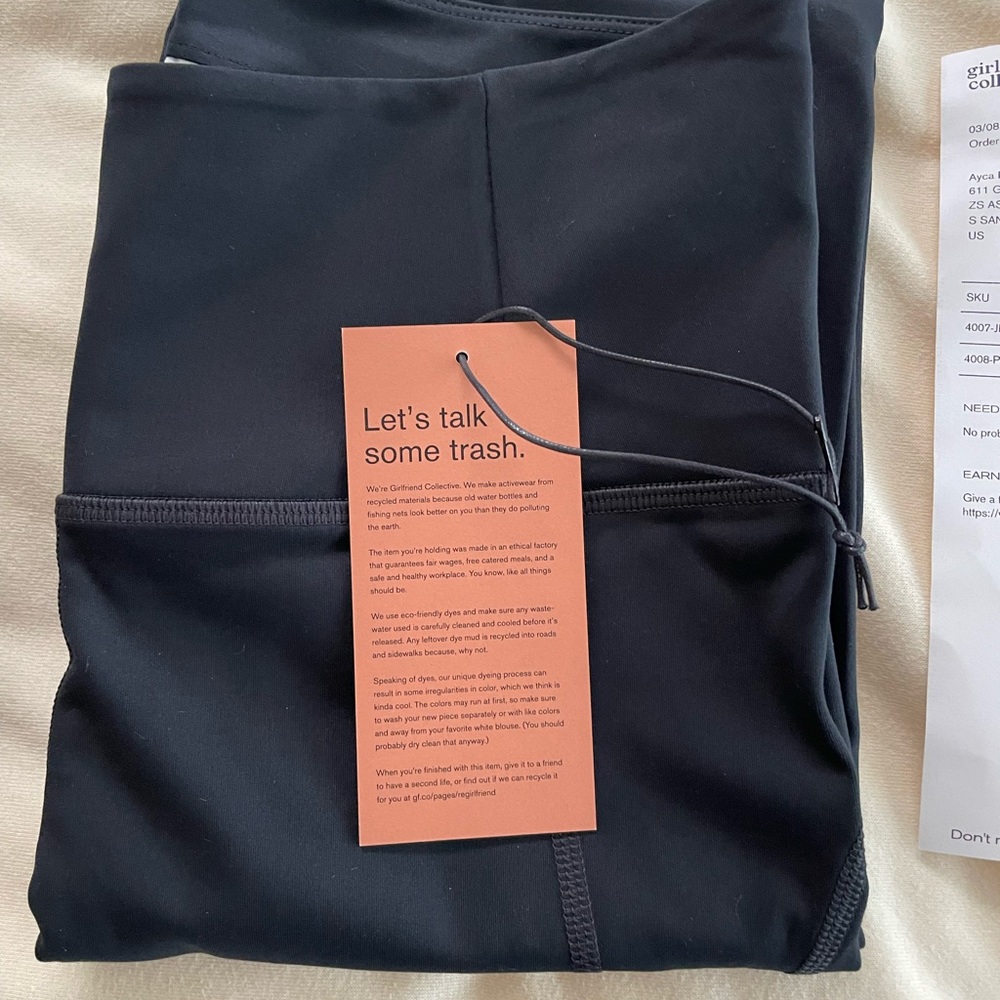 NWT girlfriend collective black compressive high rise leggings size M
